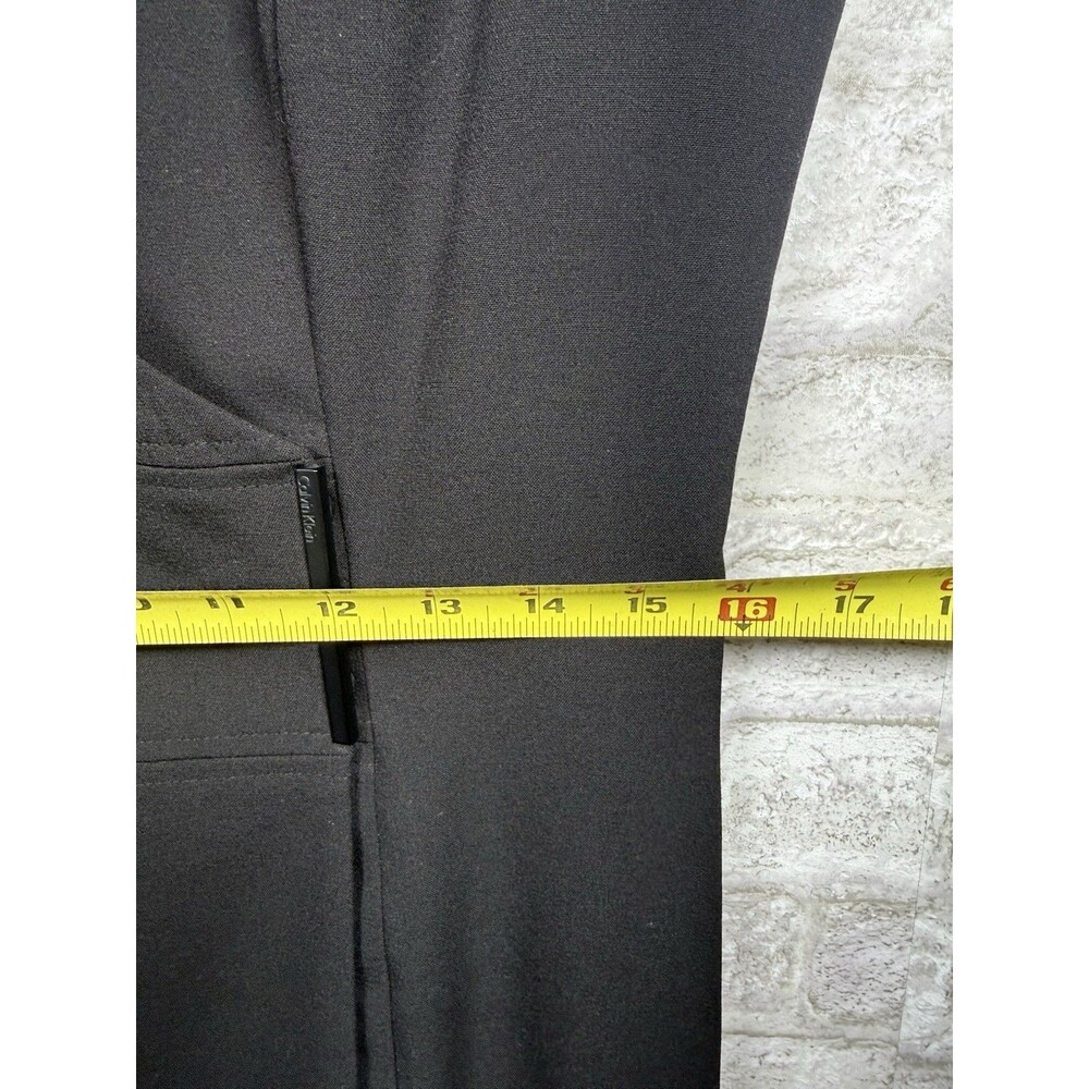 Calvin Klein Black Sheath Dress Sz 10 Sleeveless Mock Neck Faux Wrap Career Work - Picture 12 of 12